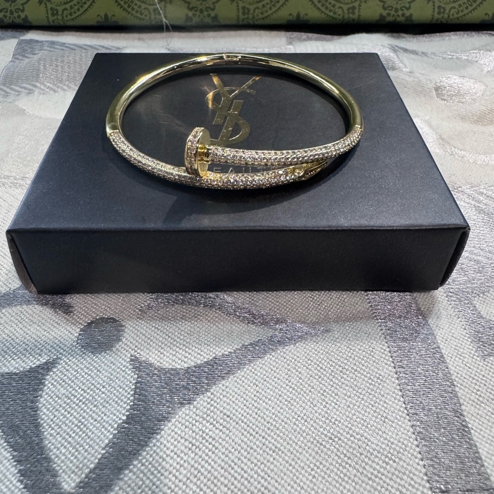 Gold & Rhinestones Nail Bangle